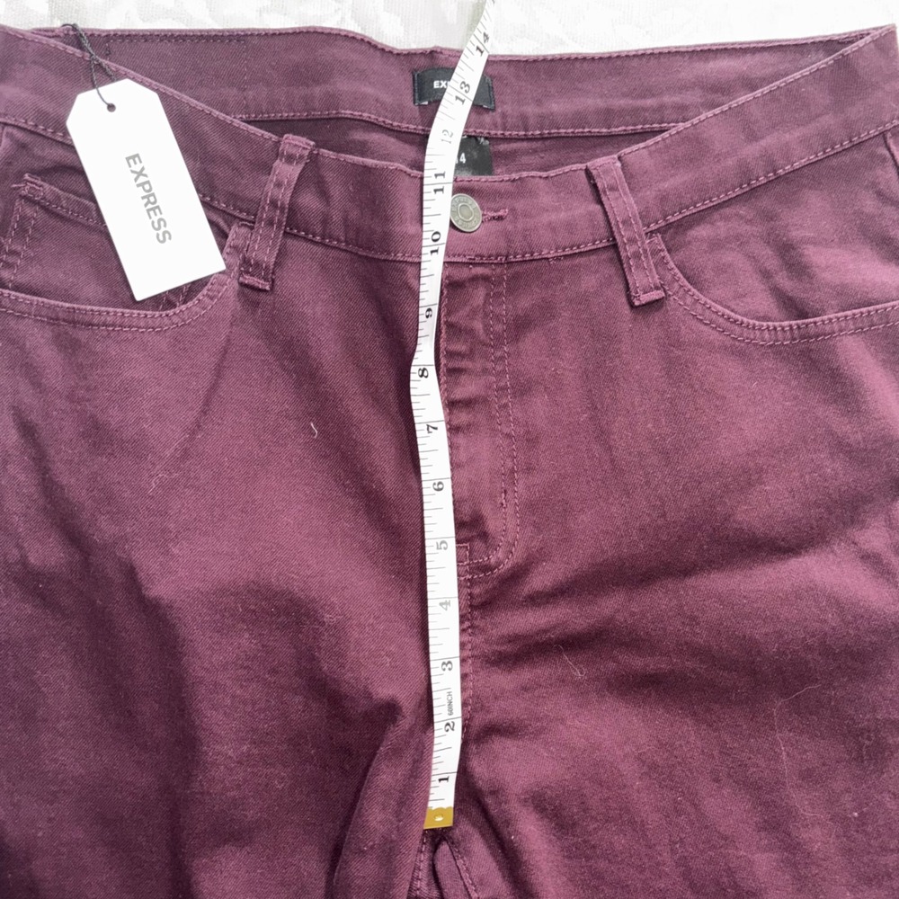 Express Womens Size 14 Burgundy Bootcut Denim Jeans Mid Rise  (F4) - Picture 5 of 11